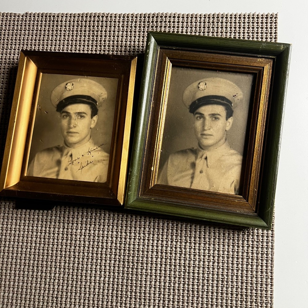 Vintage Military Portraits Set of 2 Signed Spike Signed Pizitz Gallery Frames